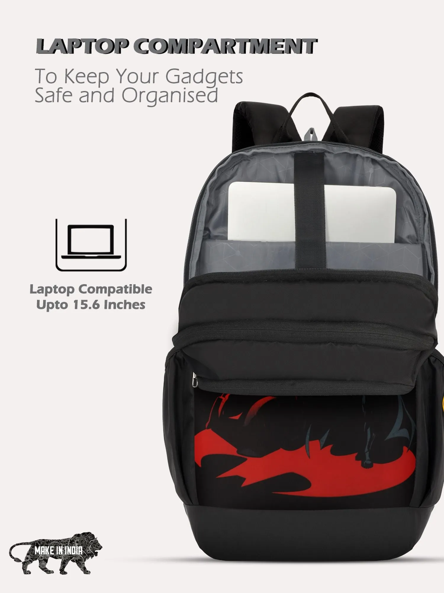 Lavie Sport Batman Crusader 33L Casual Laptop Backpack For Men/Women & Boys/Girls Black