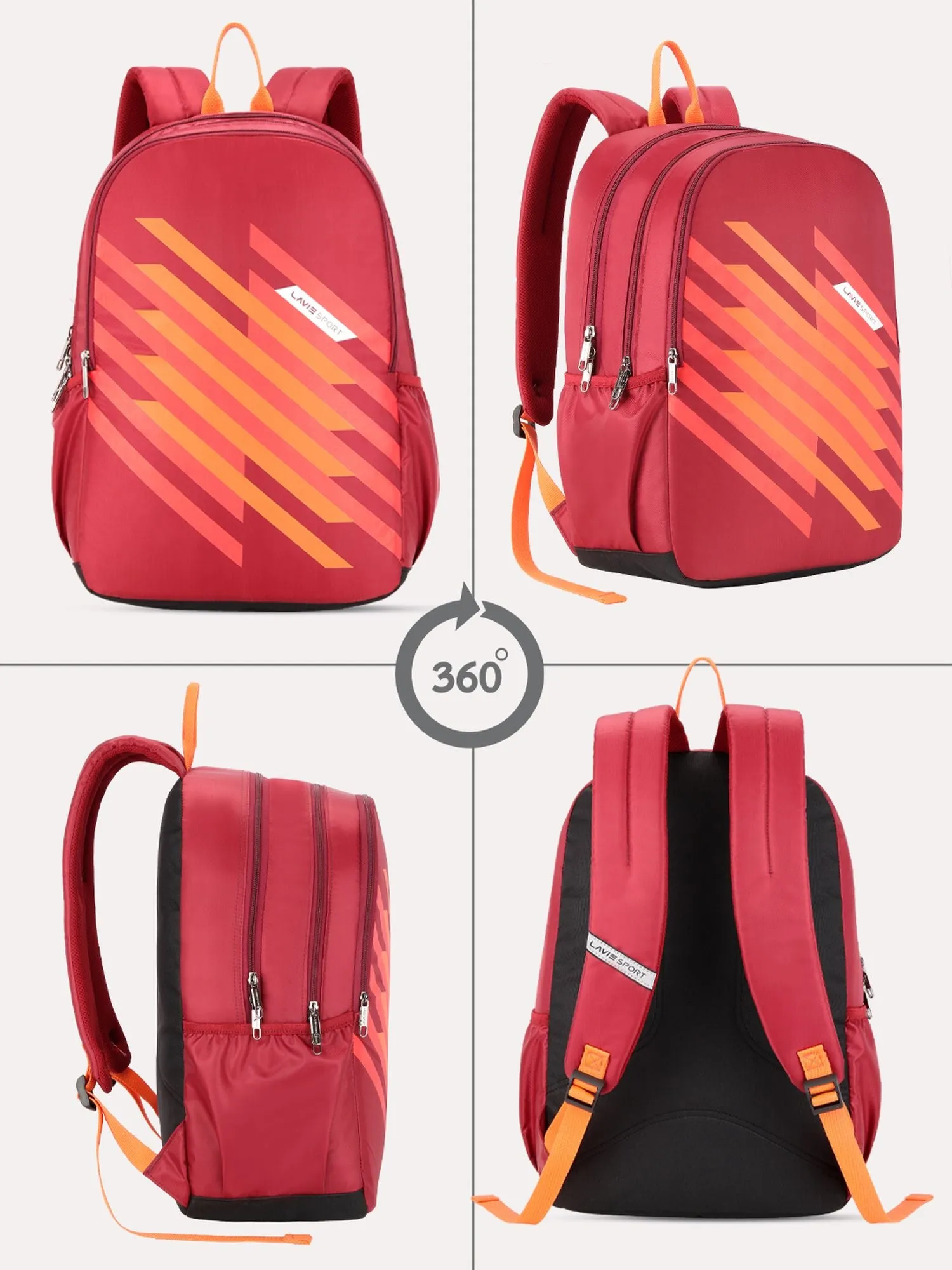 Lavie Sport Charge 36 Litres Laptop Backpack | School College Bag For Boys & Girls Maroon