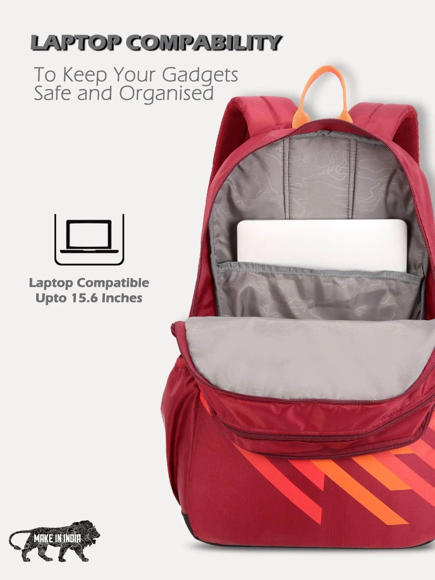 Lavie Sport Charge 36 Litres Laptop Backpack | School College Bag For Boys & Girls Maroon