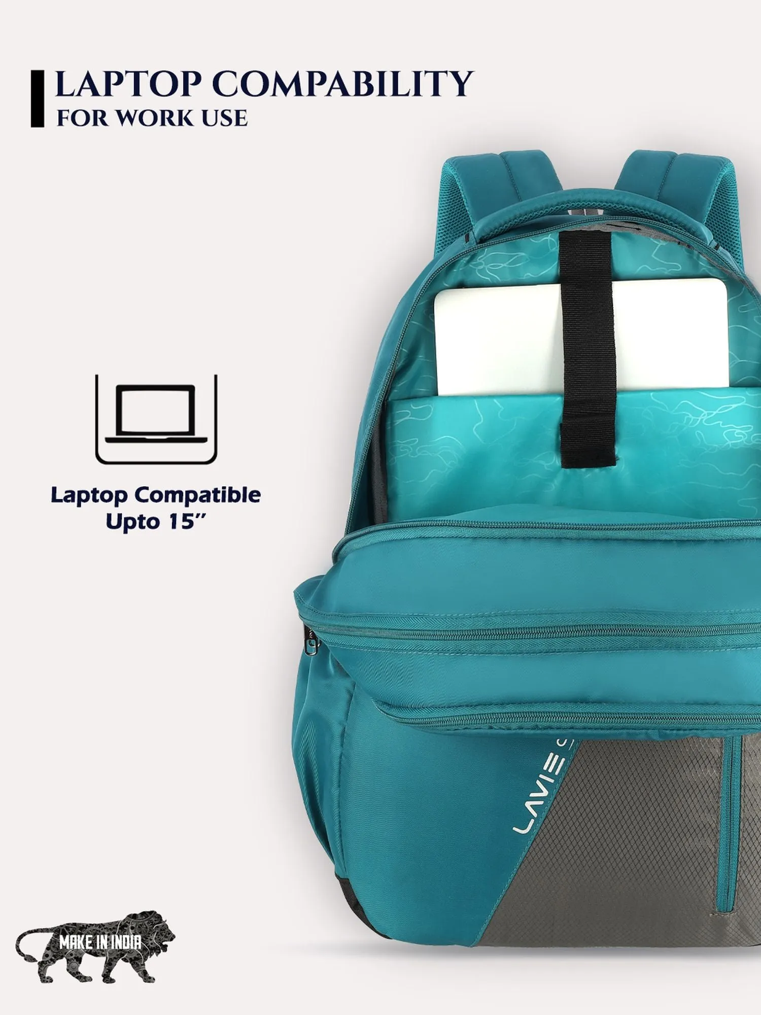 Lavie Sport Diagonal 36L Anti-theft Laptop Backpack For Men & Women | Laptop Bag For Boys & Girls Teal