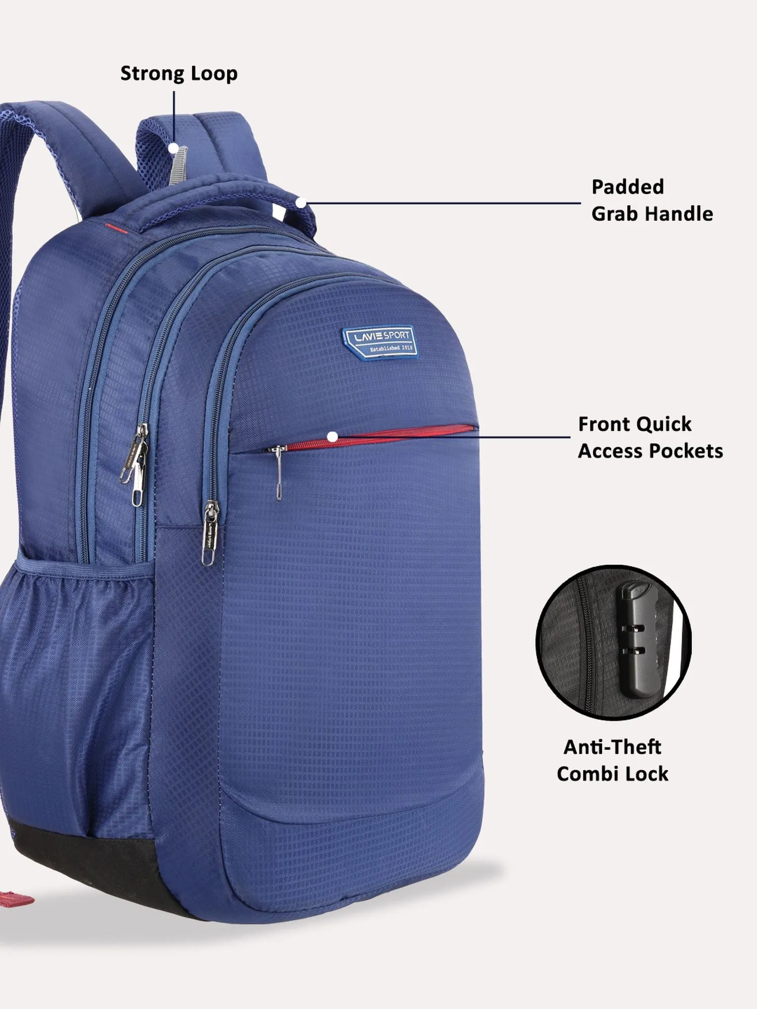 Lavie Sport Graphene 32L Laptop Backpack For Men & Women Navy