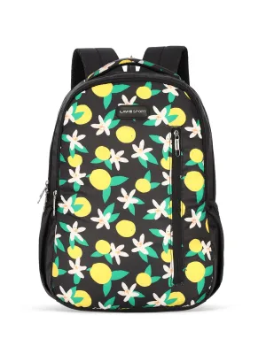 Lavie Sport Lime 26L Floral Printed School Backpack for Girls Black