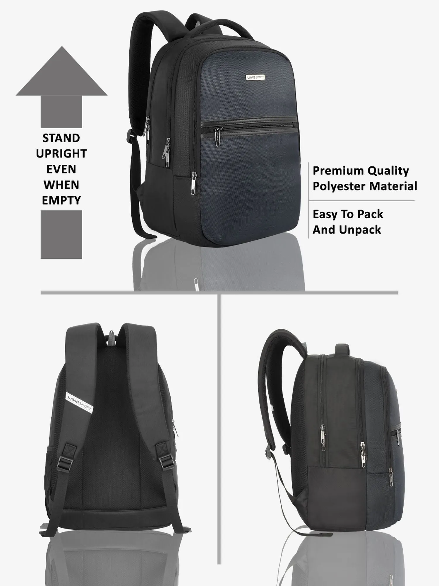 Lavie Sport Prime 36L Laptop Backpack For Men & Women Navy