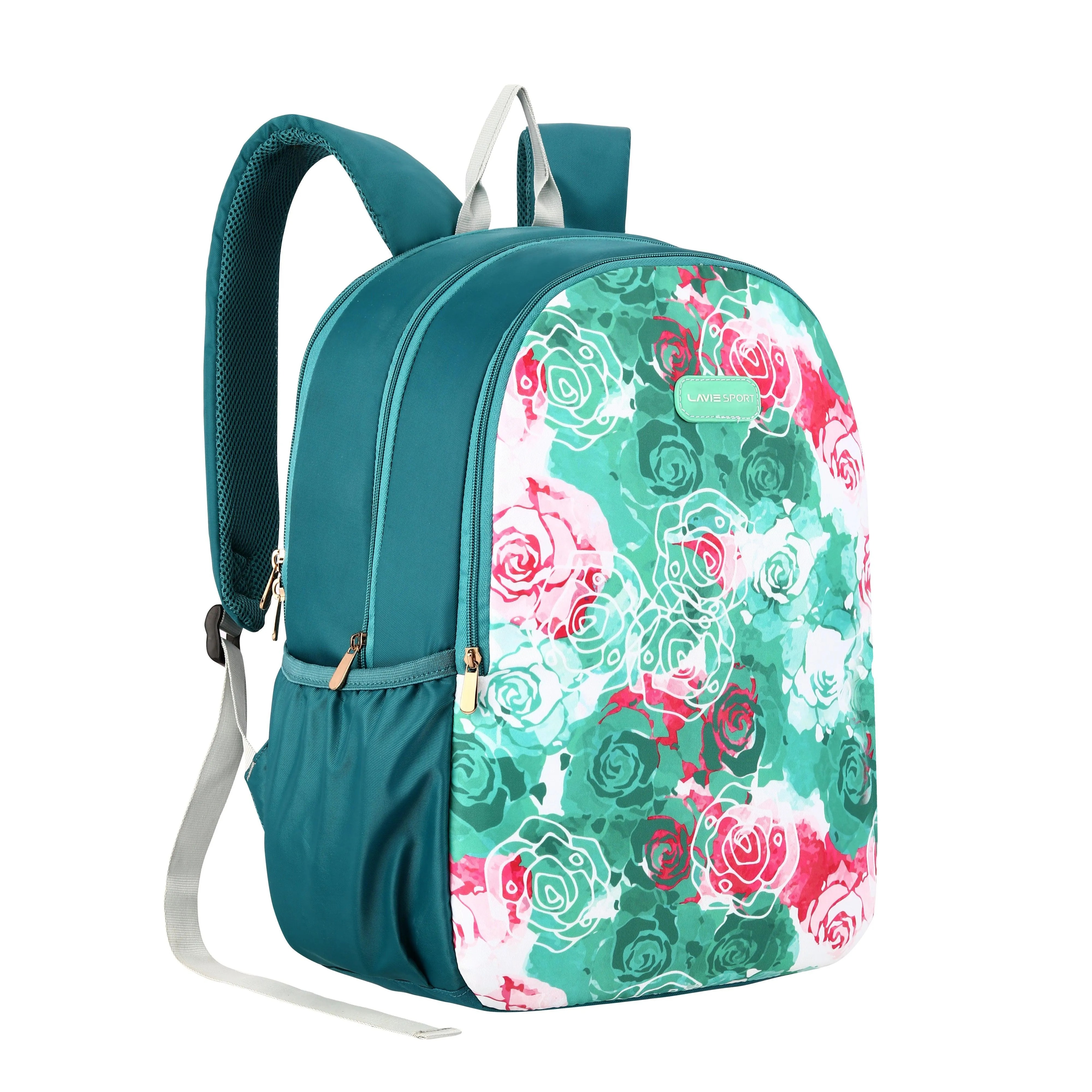 Lavie Sport Rose - 17.5" 26 Litres Casual Backpack | School College Bag For Boys & Girls Mint