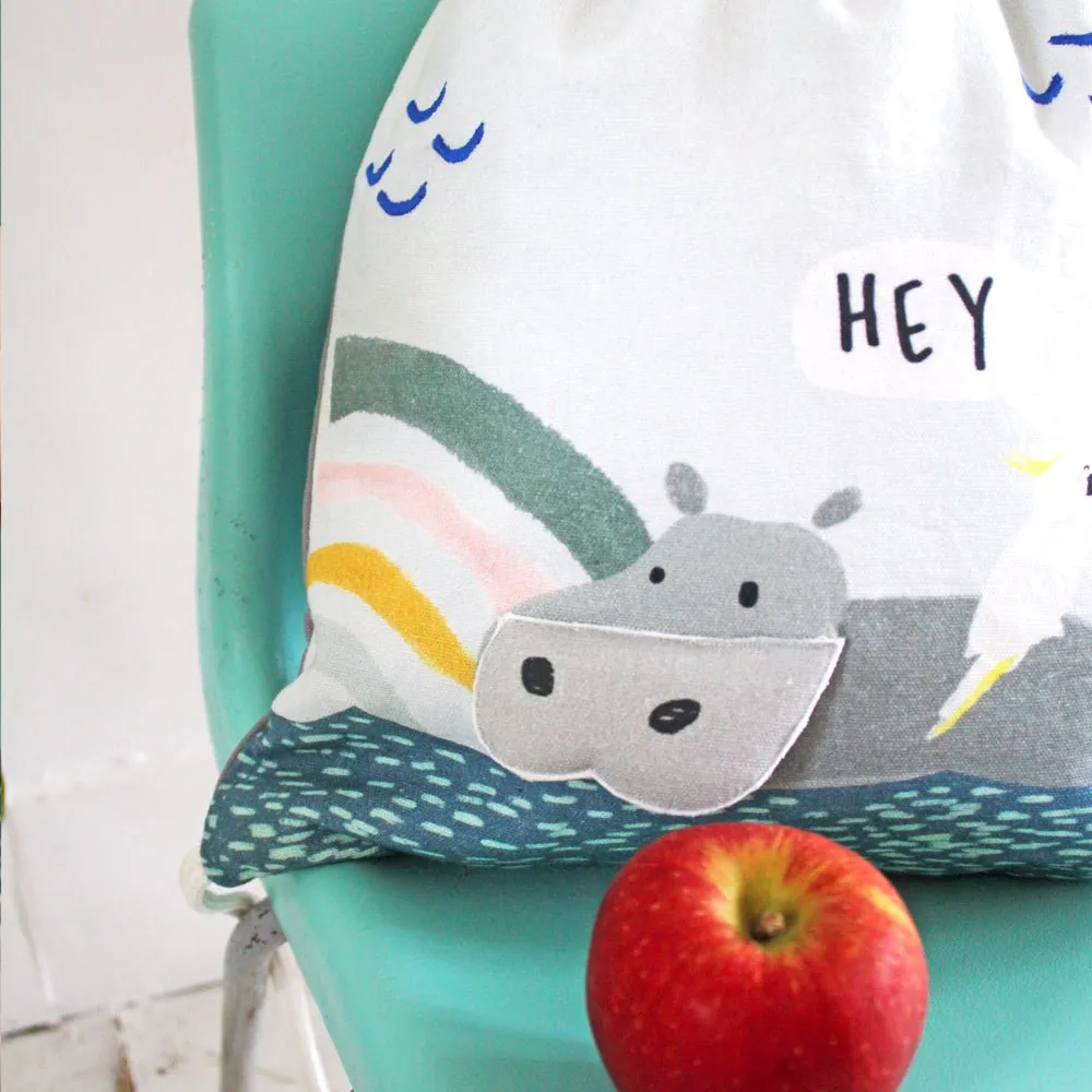 Little Arc  Hippo Drawstring Bag