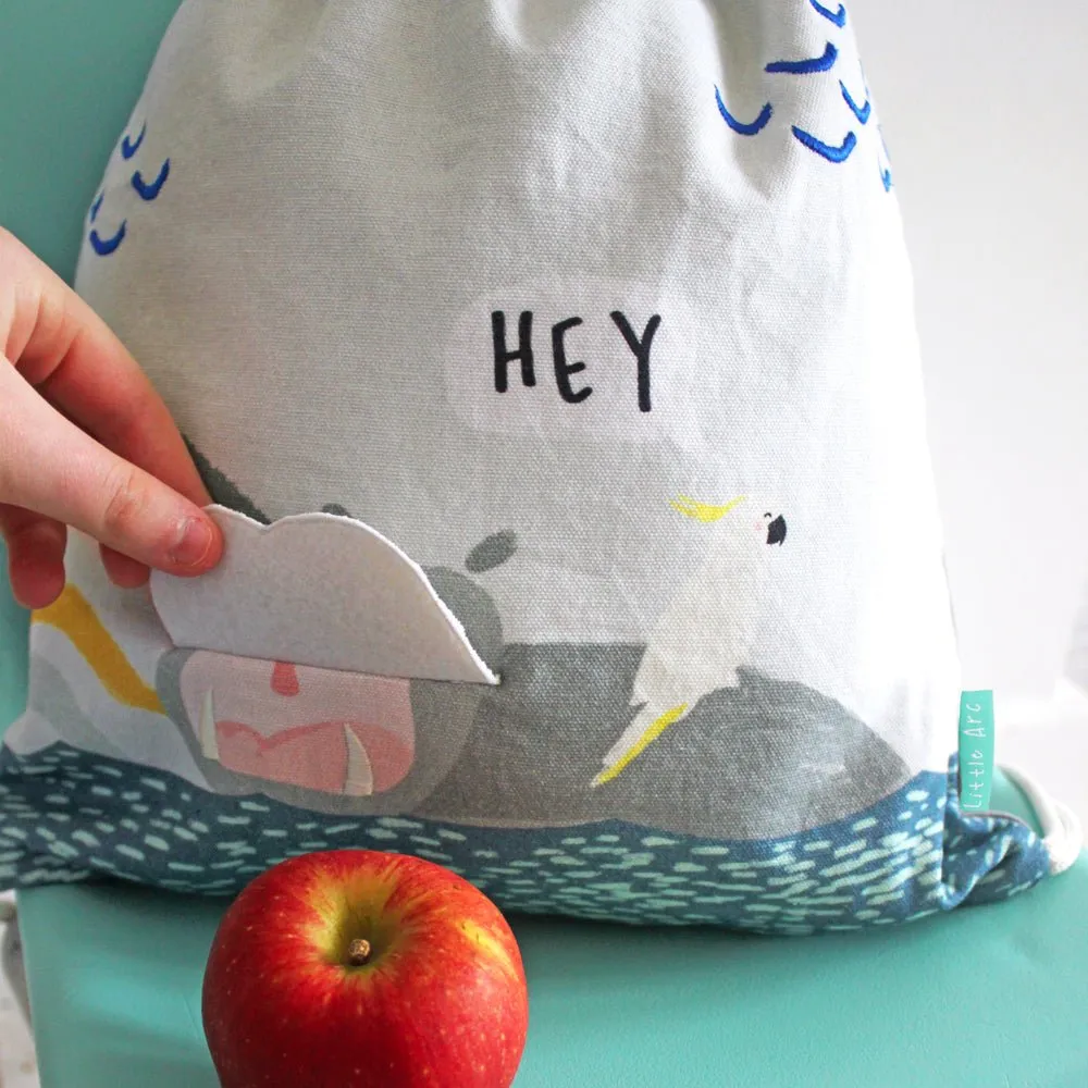 Little Arc  Hippo Drawstring Bag