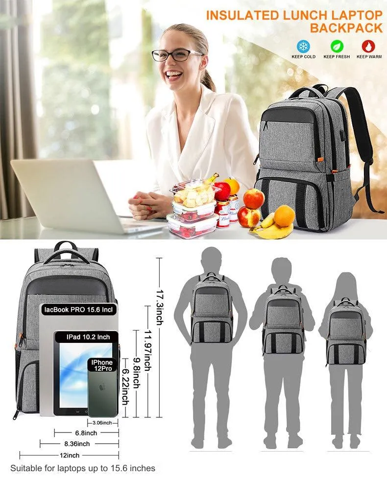 Lunch Backpack, Insulated Cooler Backpack Lunch Box for Men Women with USB Port AB230