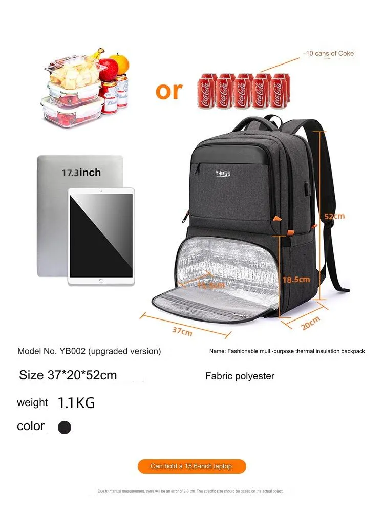 Lunch Backpack, Insulated Cooler Backpack Lunch Box for Men Women with USB Port AB230