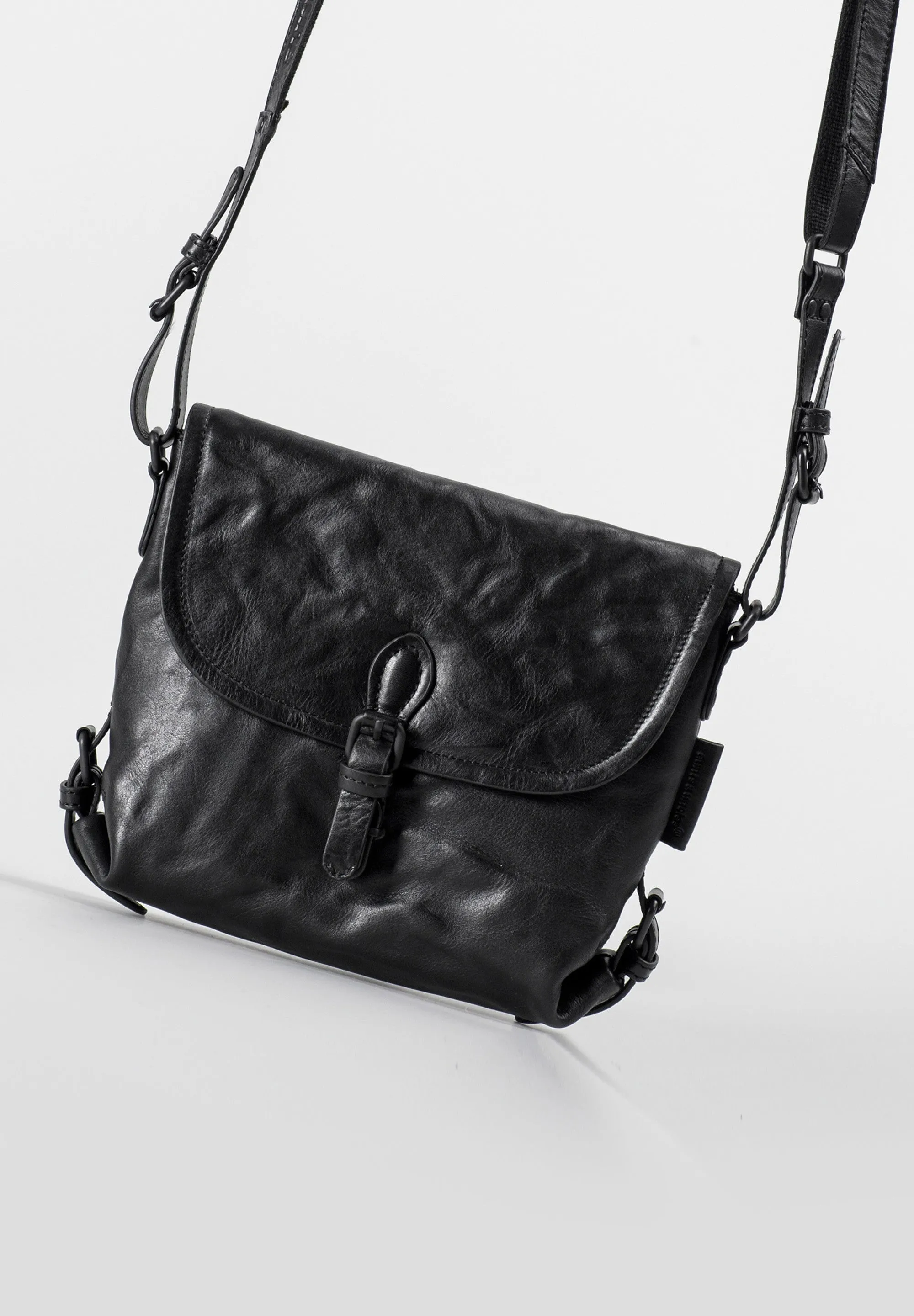 Mrs Puff Pie Leather Bag in Black Smoke