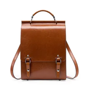 Musterd Leather Backpacks For women-Chic Zipper Closure Backpack 557-1