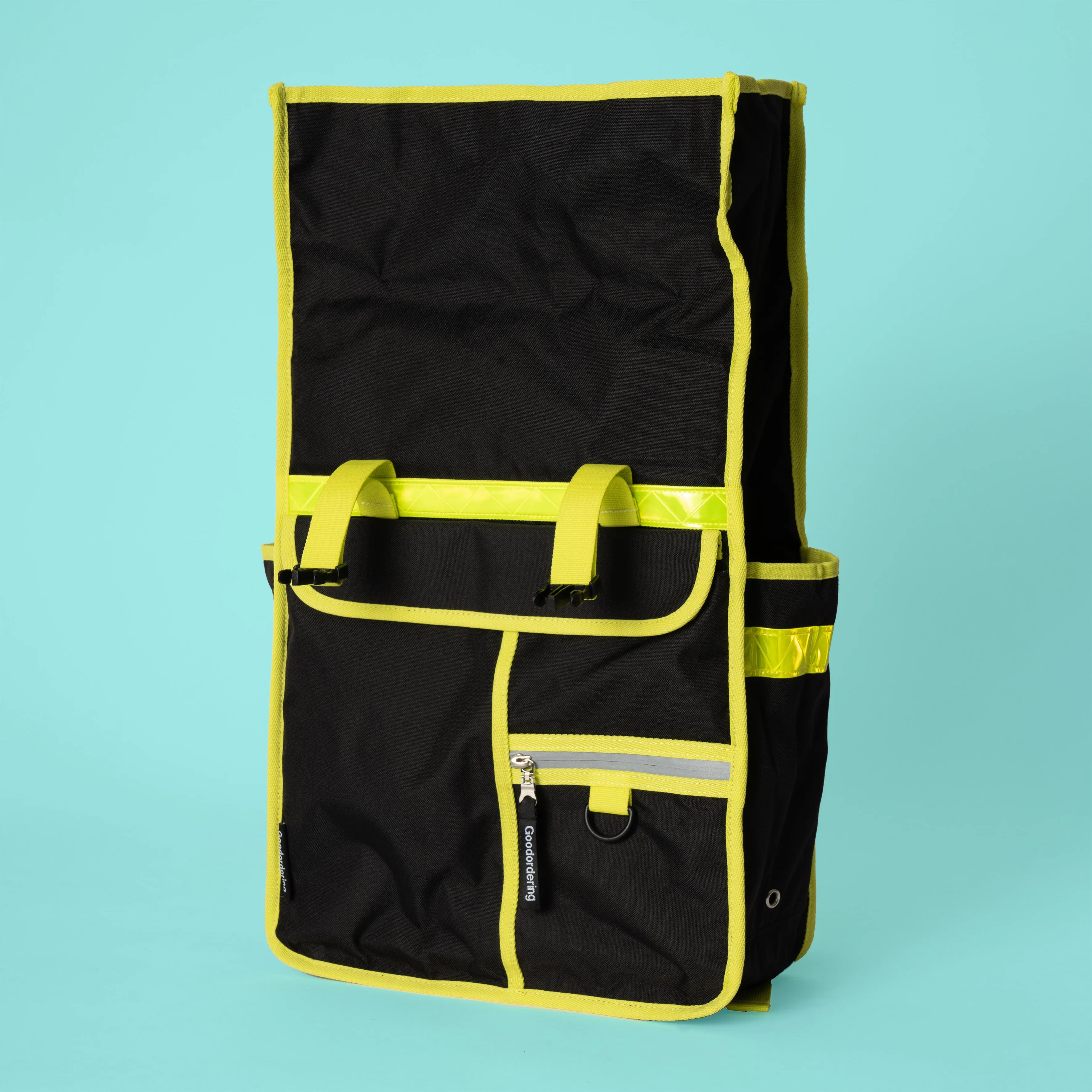 Neon rolltop backpack black pannier bike bag