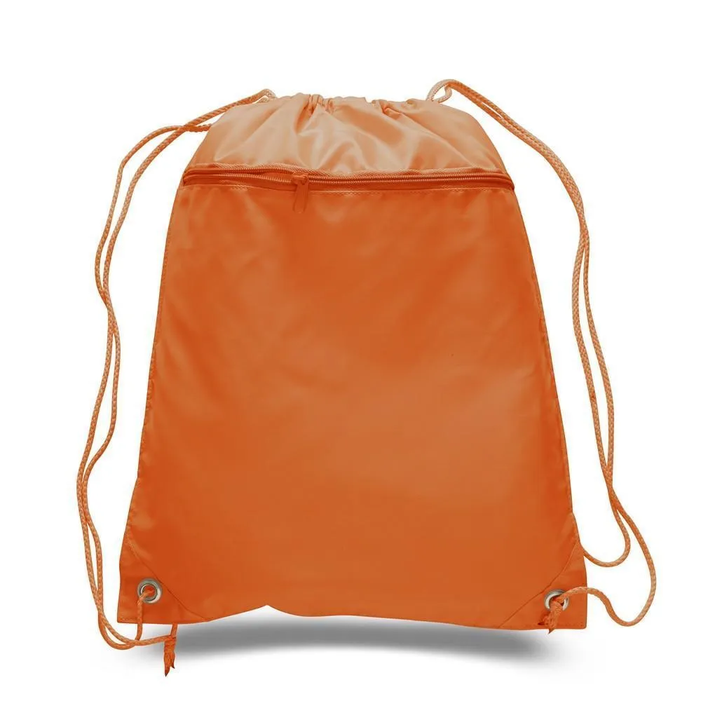 Polyester Cheap Drawstring Bags with Front Pocket