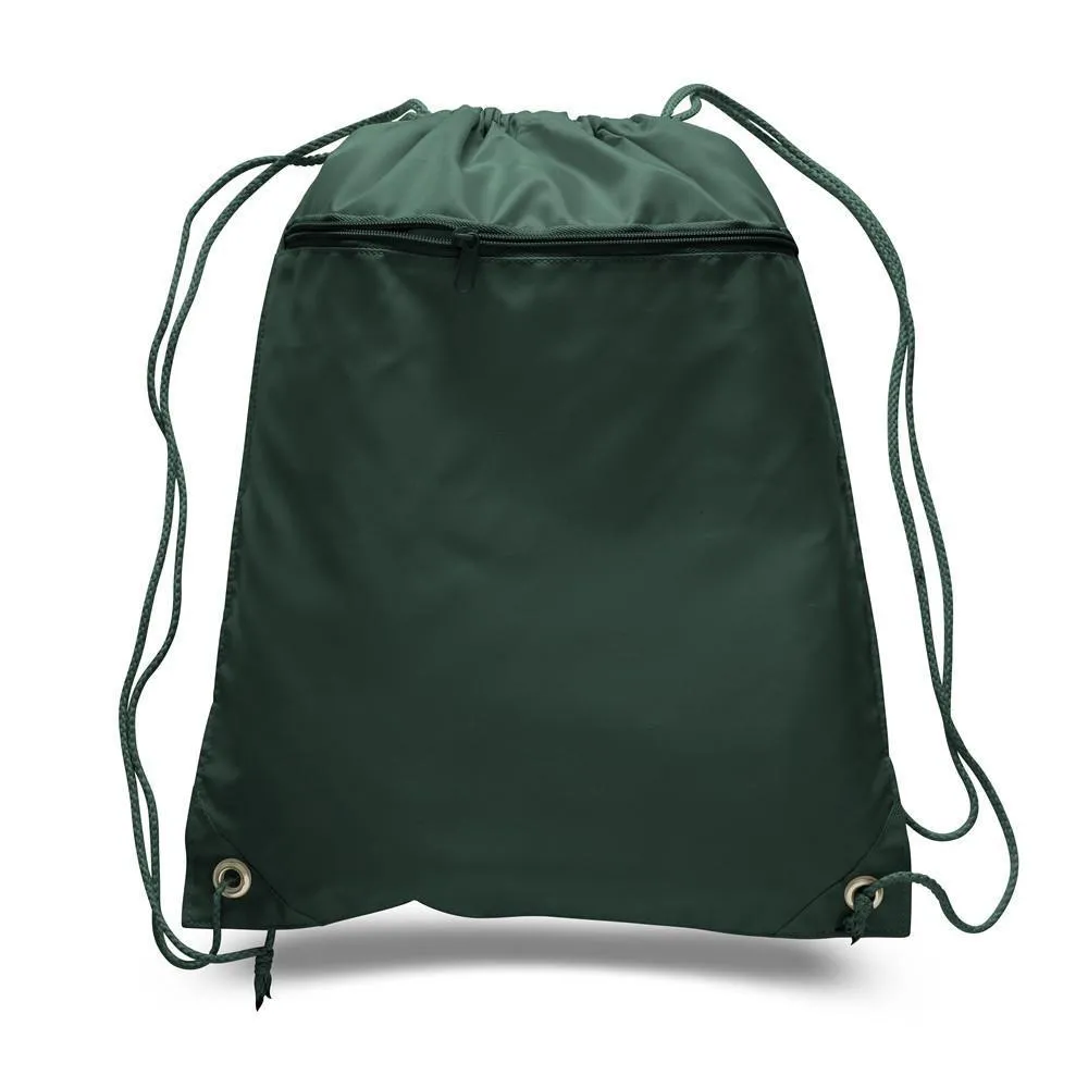 Polyester Cheap Drawstring Bags with Front Pocket