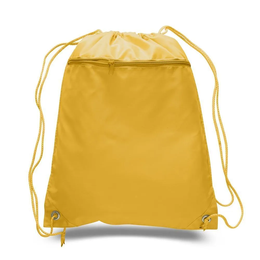 Polyester Cheap Drawstring Bags with Front Pocket