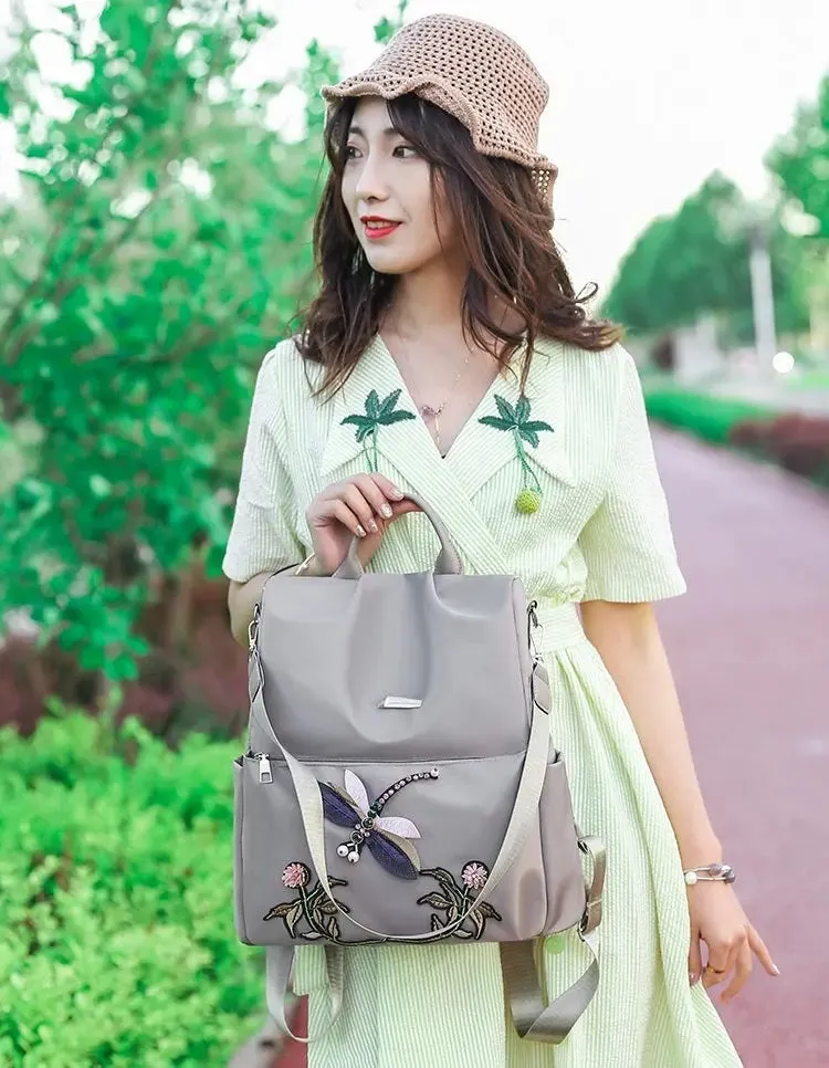 Simple Embroidery backpack. Multiple way To Carry. 1213