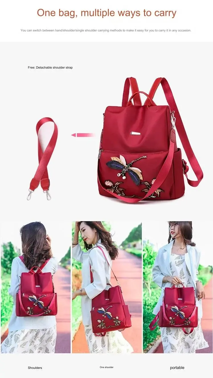 Simple Embroidery backpack. Multiple way To Carry. 1213