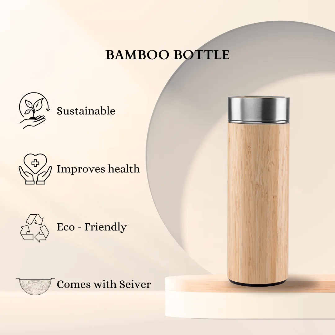 Stay Hydrated in Style with the Premium Bamboo Double Wall Stainless Steel Bottle (500ml) 🌿