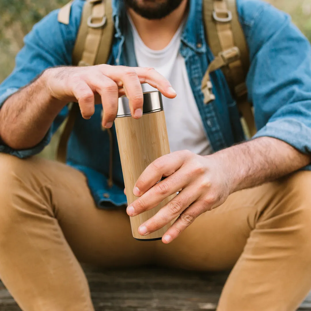 Stay Hydrated in Style with the Premium Bamboo Double Wall Stainless Steel Bottle (500ml) 🌿