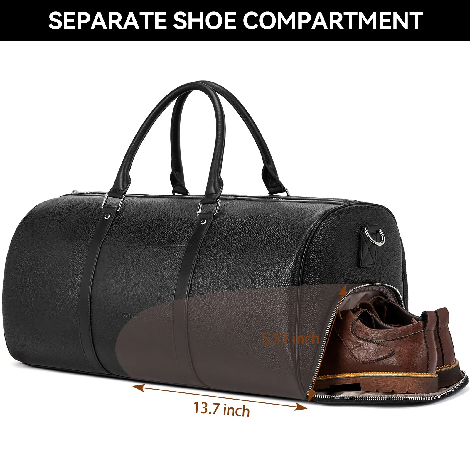 Vixen Oversized Leather Duffle Bag With Shoes Compartment