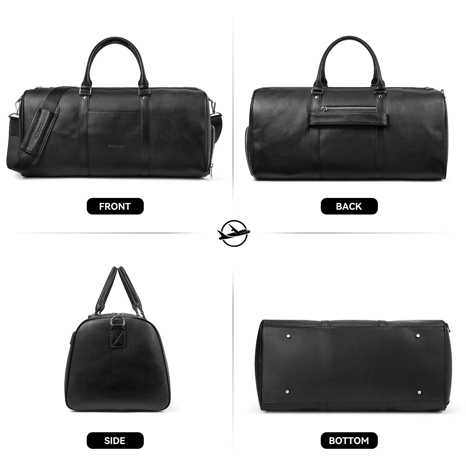 Vixen Oversized Leather Duffle Bag With Shoes Compartment